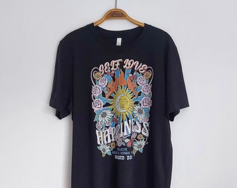 Sunshine Boho Design T-shirt - Daisies and Nature - Organic Cotton Graphic Tee / T shirt