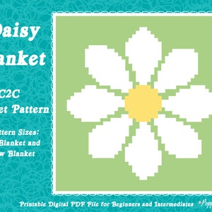 Daisy Blanket x2 Sizes Baby Blanket & Throw Blanket / Afghan C2C Corner to Corner / Graphgan Crochet Pattern Printable PDF image 2