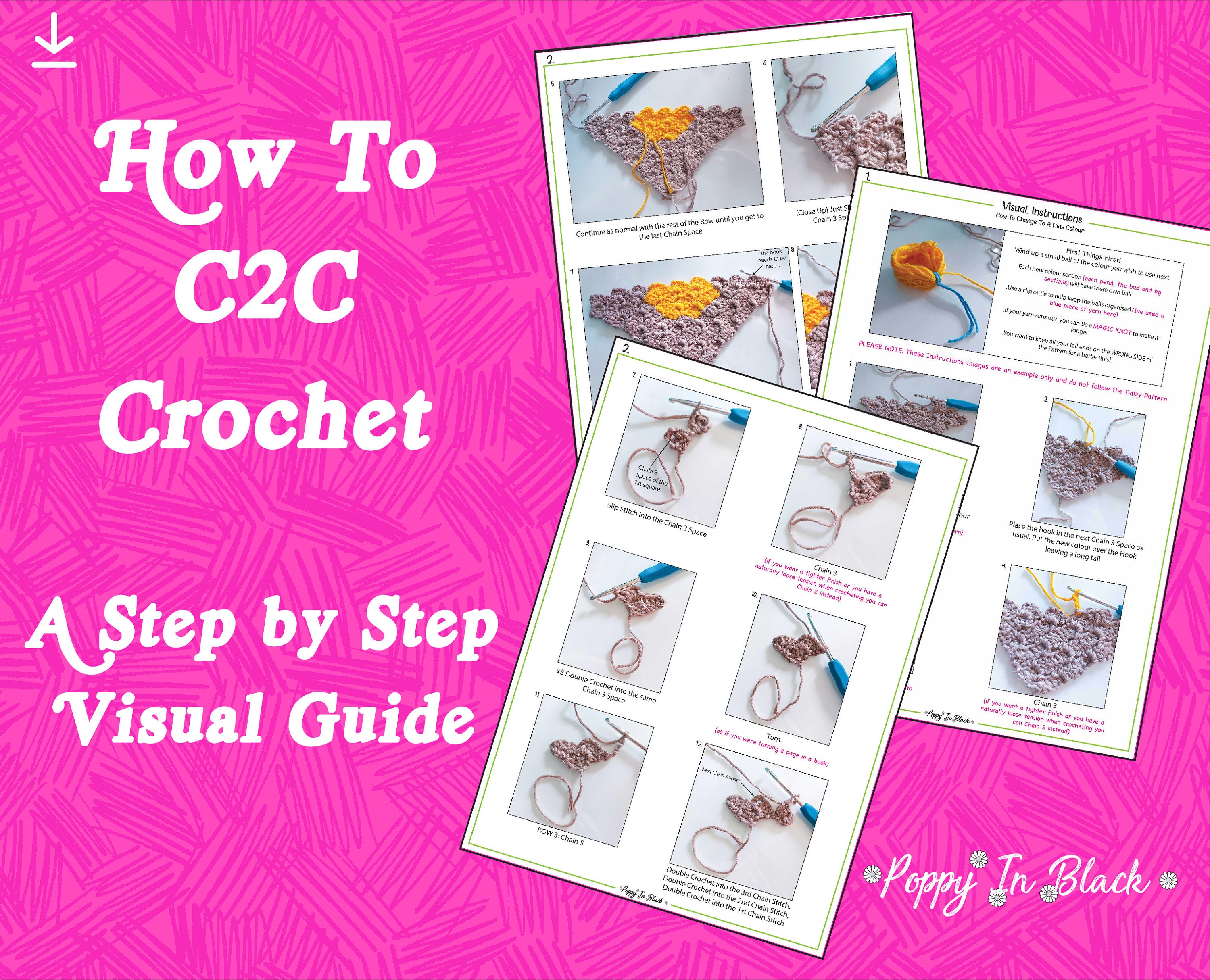 How to C2C Crochet A Step by Step Visual Guide printable - Etsy