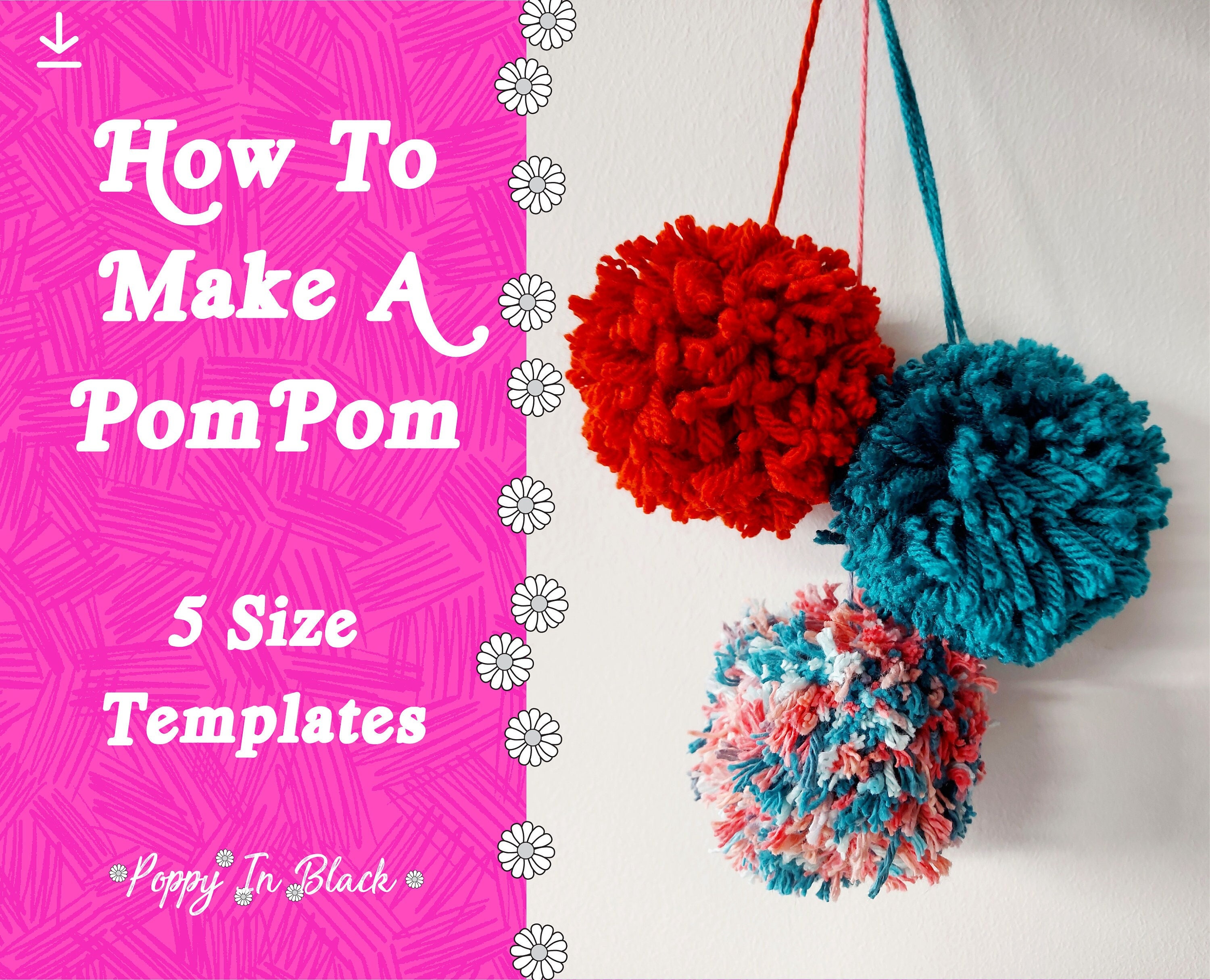 Pom Pom Maker, Wood & 5-in-1 Tool, Makes Multiple Size Pom Poms