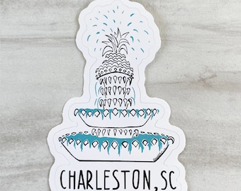 Pineapple Fountain Charleston, SC Sticker