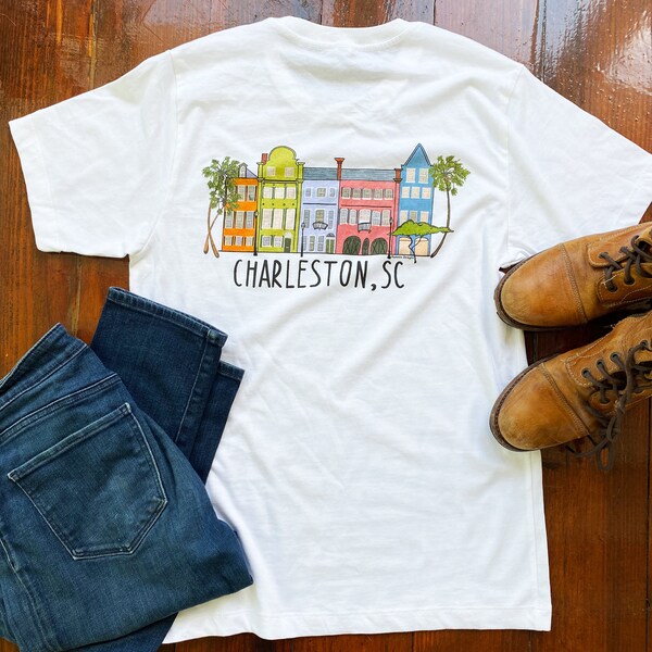 Rainbow Row Charleston, SC T-Shirt