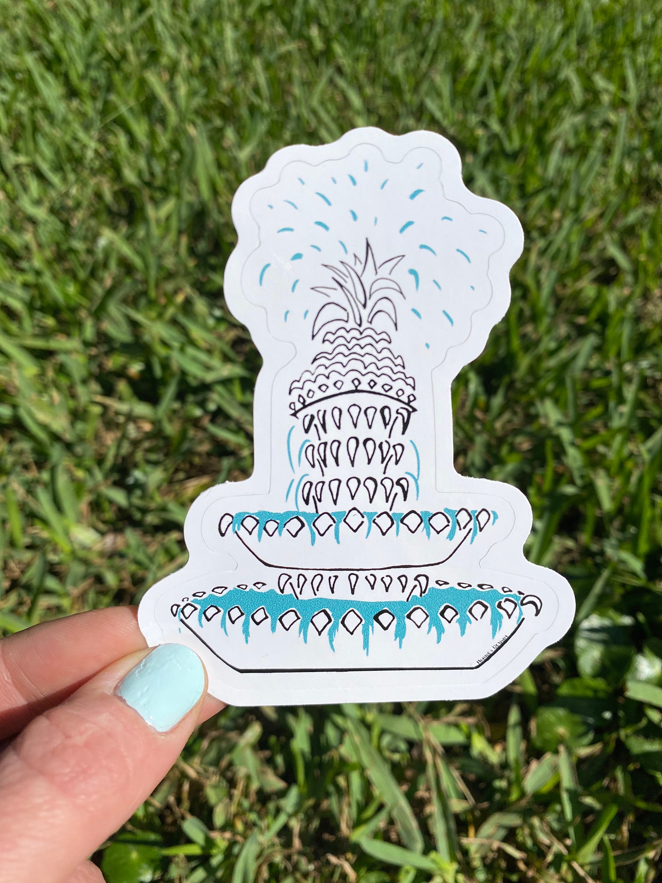 Fountain Sticker Pineapple Fountain Sticker - Etsy