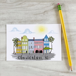 Charleston Rainbow Row Postkarte