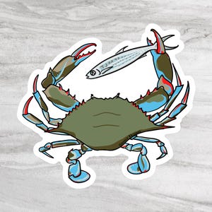 Adesivo Granchio blu con triglia
