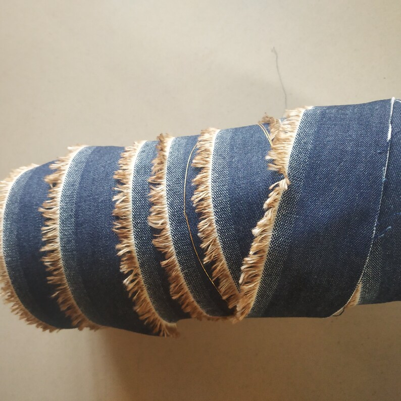 200g Denim ribbon strips denim fringe ribbon junk journal Etsy