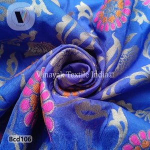 Brocade by the yard, 46&quot; width Indian brocade, Art silk Brocade, Banarasi Fabric, cushion cover DIY sewing, lehenga dress costume backdrop