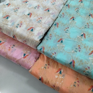 48&quot; Brocade by yard,Indian brocade, Art silk Brocade, Pink, peach, Light Blue, Ivory Banaras Brocade, home decor backdrop fabric, lehenga