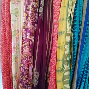 Assorted printed recycled sari by weight, sari fabric up-cycled clothing, home decor, rugs making, sewing crafting, canopy, used old sari image 4