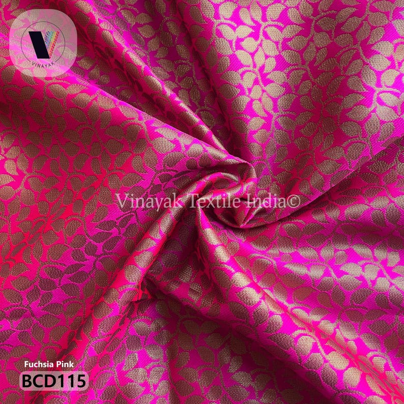 48 Inch Indian Brocade Fabric by the Yard, Dyed Brocade, Floral Web ...