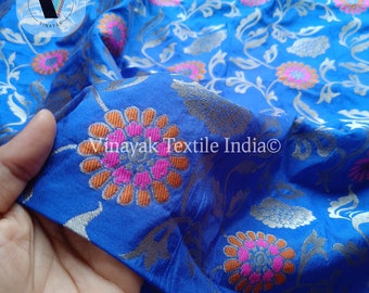 Brocade by the yard, 46" width Indian brocade, Art silk Brocade, Banarasi Fabric, cushion cover DIY sewing, lehenga dress costume backdrop