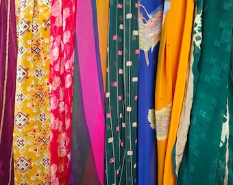Assorted printed recycled sari by weight, sari fabric up-cycled clothing, home decor, rugs making, sewing crafting, canopy, used old sari