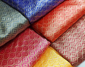 Brocade by the yard, 46" width Indian brocade, Art silk Brocade, Banarasi Brocade Fabric, cushion cover diy sewing, lehenga fabric