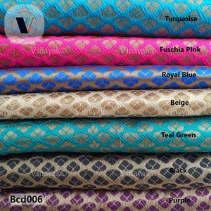 Brocade by yard 48&quot; Indian brocade, Art silk Brocade, Moroccan Leaf design,Banaras Brocade Fabric craft fabric blouse dress clothing fabric