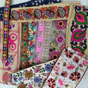 Surtido de 10/20 piezas 50 cm Adornos de bordado cintas Paquete de remanentes, Bolsa de sorpresa única Decoración bolso bolso costura artesanía Diario basura