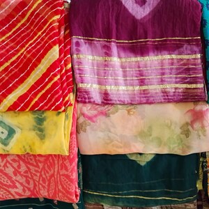 Assorted printed recycled sari by weight, sari fabric up-cycled clothing, home decor, rugs making, sewing crafting, canopy, used old sari image 8