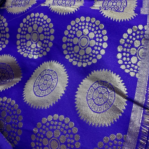 48" Brocade by the yard variety of colors, Indian jacquard brocade lehenga skirt dress fabric,Art silk  Interior decor fabric sewing craft