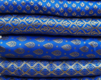 48" Royal Blue Brocade by the yard, Indian Art silk brocade,Banarasi Brocade Fabric, Home Interior decor fabric,sewing craft,quilting