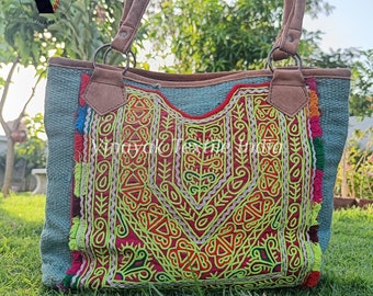 Bohemian Indian hand Embroider multi-color shoulder bag, Dailty use Bohemian Hand bag, festival bag, wedding gift bag, up cycled fashion