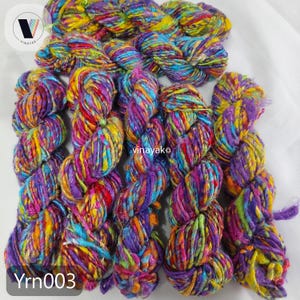 Multicolor Bright Pastel Recycled Banana Silk Yarn, 100gm Chunky Handspun Yarn, Sustainable Fiber Knitting, Crochet, Weaving Craft Projects image 13
