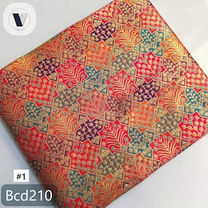 Tela jacquard inspirada en Banarasi / Brocado de poliéster grueso / 112-114 cm de ancho / Tela resistente para manualidades / Tapicería, blusas, decoración / Se vende cortada a medida #1