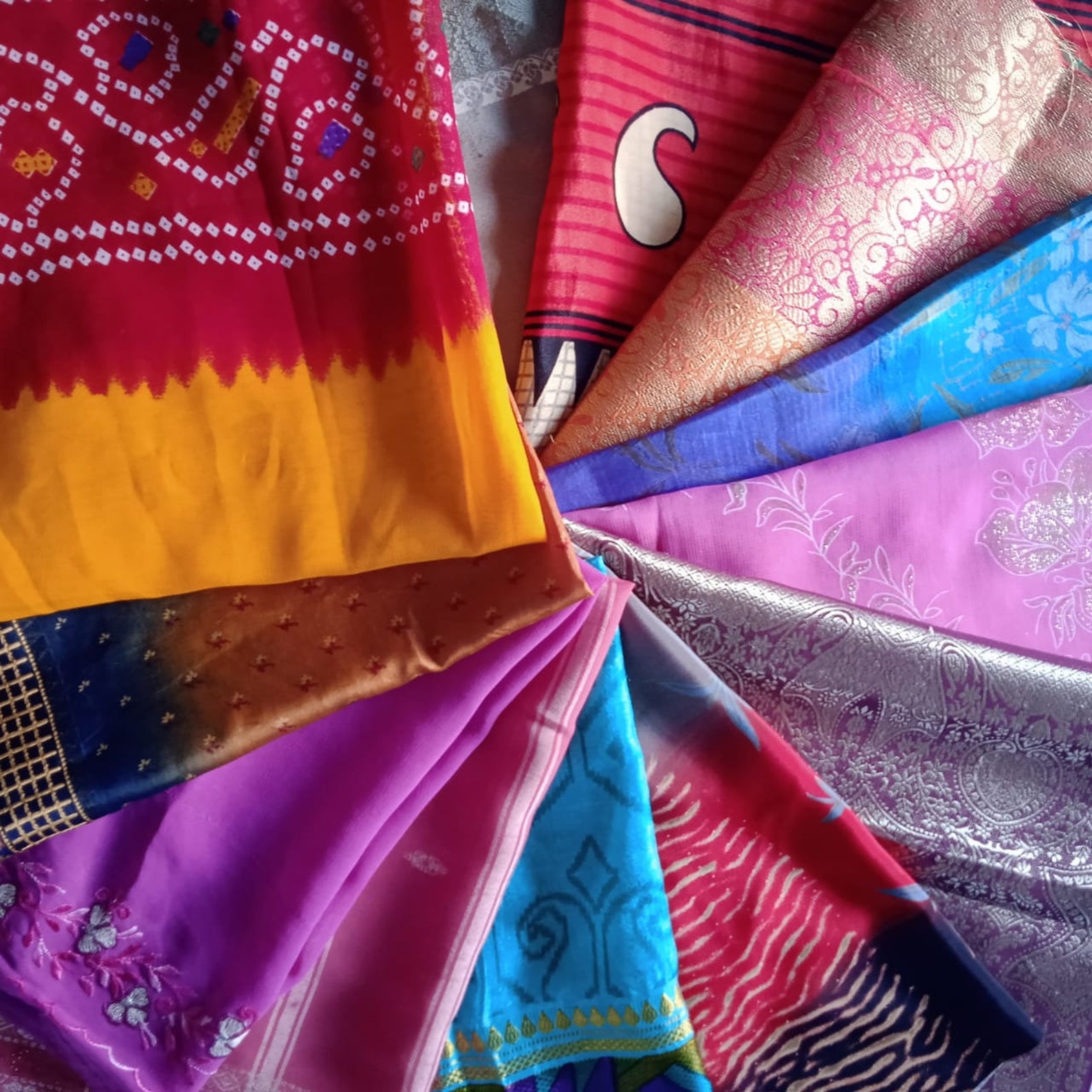 12 pieces Assorted sari silk bundle lotvintage 21x Etsy