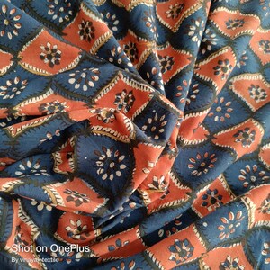 Indian Hand block Moroccan print cotton fabric, lack Quilting ,sewing projects dress making fabric,junk Journals, Baby clothing, pouch liner