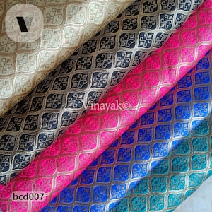Brocade 48&quot;W by the yard, Art silk Moroccan Leaf Banaras Brocade,jacquard art deco brocade, DIY Craft sewing fabric, Home decor, Backdrop
