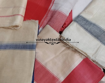 Assorted Recycled Hand loom pure cotton plain sari ivory off white dye able sari  up cycle sarong material traditional textile women cloth