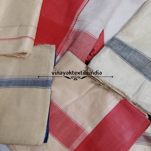 Assorted Recycled Hand loom pure cotton plain sari ivory off white dye able sari  up cycle sarong material traditional textile women cloth