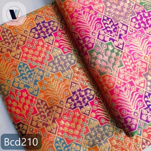 Tela jacquard inspirada en Banarasi / Brocado de poliéster grueso / 112-114 cm de ancho / Tela resistente para manualidades / Tapicería, blusas, decoración / Se vende cortada a medida imagen 17