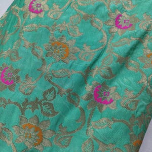 Brocade by the yard, 46&quot; width Indian brocade, Art silk Brocade, Banarasi Fabric, cushion cover DIY sewing, lehenga dress costume backdrop