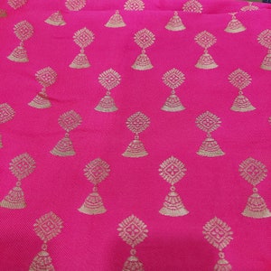 48&quot; Brocade fabric by yard,Indian Ethnic Bell brocade, Art silk Brocade, Sewing craft projects, jewelry making, lehenga dress, pillow cover,