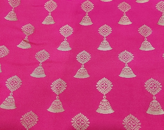 48" Brocade fabric by yard,Indian Ethnic Bell brocade, Art silk Brocade, Sewing craft projects, jewelry making, lehenga dress, pillow cover,