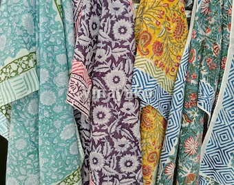 5-delig assortiment van 72 x 22 inch met Indiase blokbedrukte stola's voor dames, topaccessoires voor dames, strandjurk, zomerkleding, katoenen sjaals