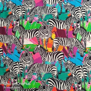 Tissu en coton khadi doux imprimé numérique animal zèbre de 44 pouces, courtepointe, projets de couture kimono, tissu caftan, décoration de la maison de vêtements pour bébé, sac bohème