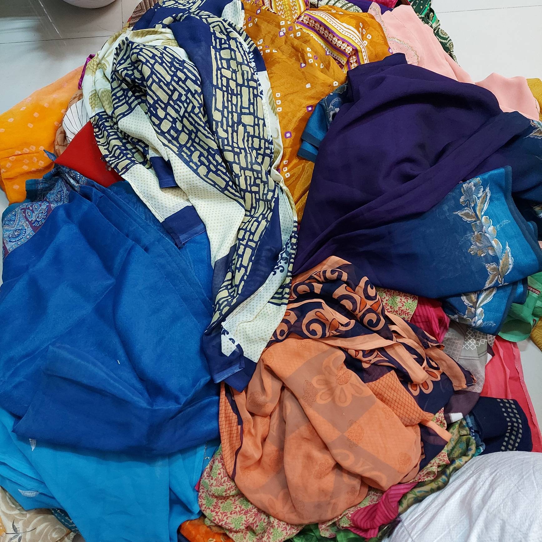 Lot printed sari/saree recycled/ upcycled sari fabric for home Etsy