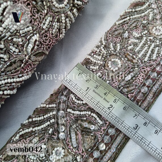 Vintage Silk Jacquard Embroidered Trim 7.5cm Vintage Silk Jacquard Embroidered Trim 7.5cm