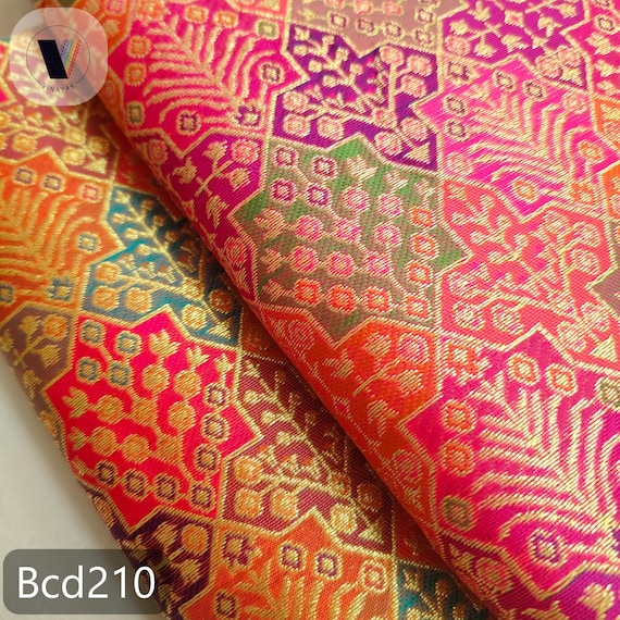 Banarasi Inspired Jacquard Fabric | Heavy Polyester Brocade | 44–45” Wide | Sturdy Craft Fabric | Upholstery, Blouse, Decor | Sold by Yard