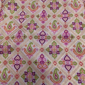 Panel de brocado de 46" con estampado de posición cortado a medida, tela jacquard de Benarés con patrón geométrico de seda viscosa, tela decorativa para fondos de costura DIY.