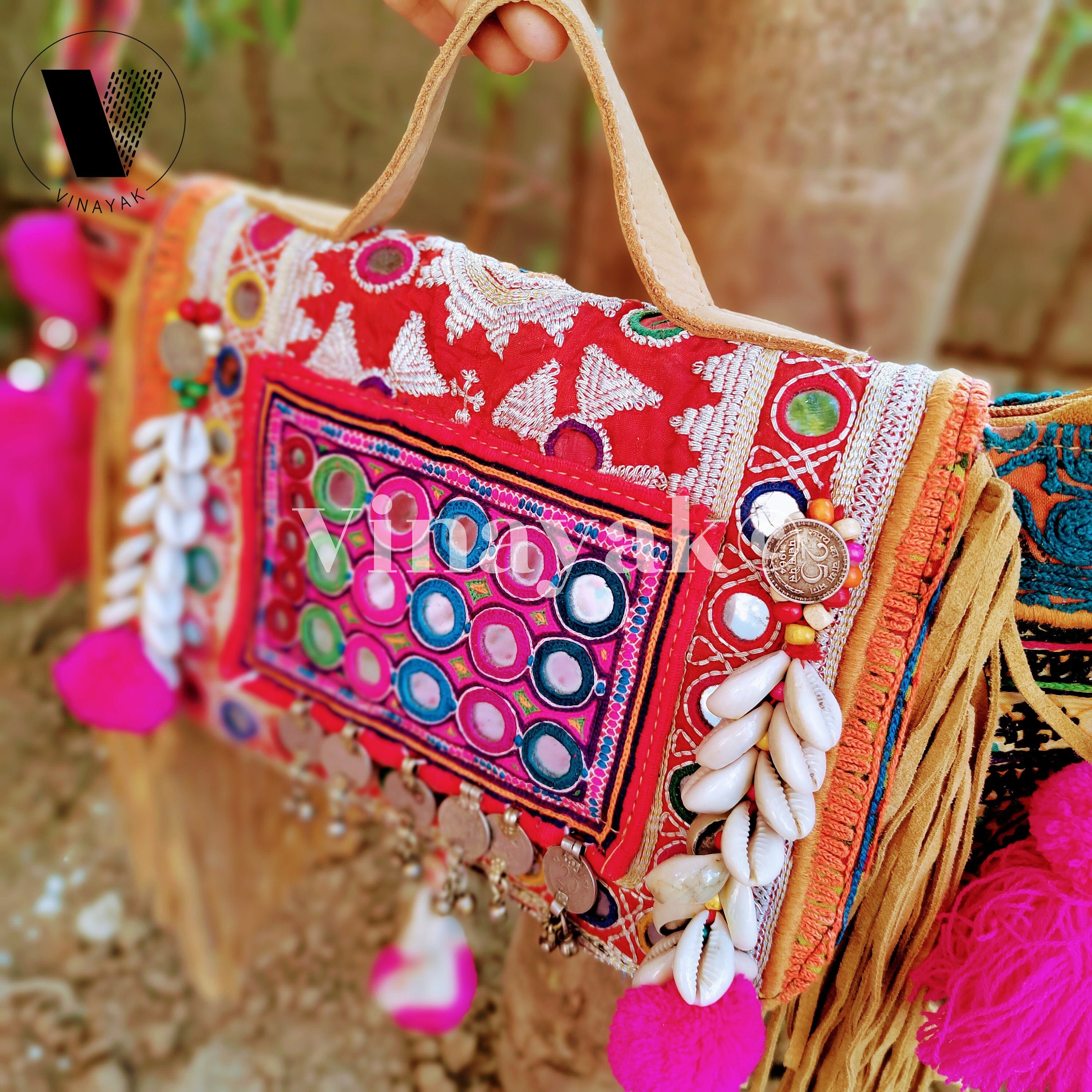 Handmade Multicolor Vintage Hand Embroidered Banjara Bag Boho Gypsy Bag  Tote Bag