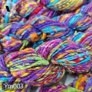 Multicolor Bright Pastel Recycled Banana Silk Yarn, 100gm Chunky Handspun Yarn, Sustainable Fiber Knitting, Crochet, Weaving Craft Projects image 11