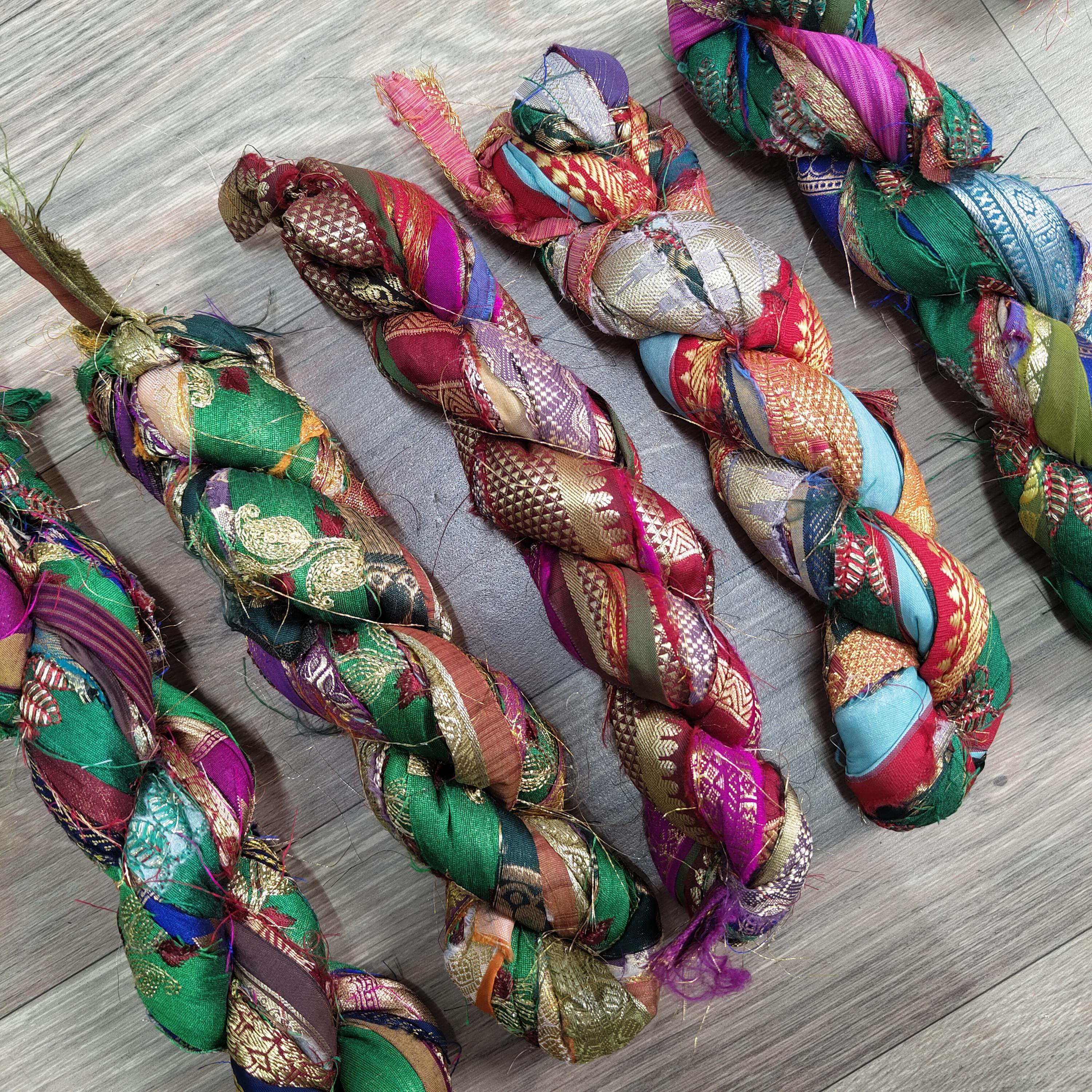 1インチのサリーシルクボーダーリボン、リサイクルボヘミアンシルク