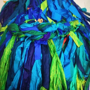 Rubans de tissu sari vert paon, couleurs unies, ruban de couleur unie 50 yards, assortiment de bandes, fil pour créations artistiques, tissage, tricot, arts textiles, bijoux