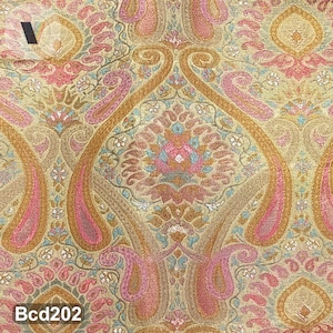 46" width Indian Multi-color Print Jacquard brocade, Viscose silk Banarasi Brocade, art craft sewing, table runner, Backdrop, Cushion cover