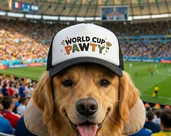 Prezent dla mamy psa, Mistrzostwa Świata 2026, Czapka trucker dla psa z okazji Mistrzostw Świata | Zabawna czapka piłkarska | Prezent dla golden retrievera | Prezent dla psa kibica reprezentacji USA