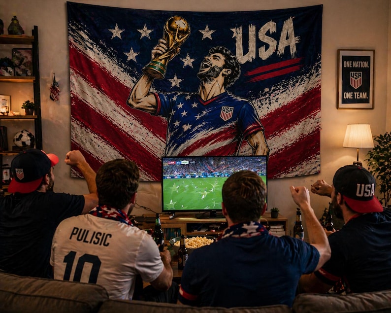USA 2026 FIFA World Cup Flag Banner | Soccer Fan Gift | Stadium Cheer Banner | USMNT Supporter Wall Decor image 2