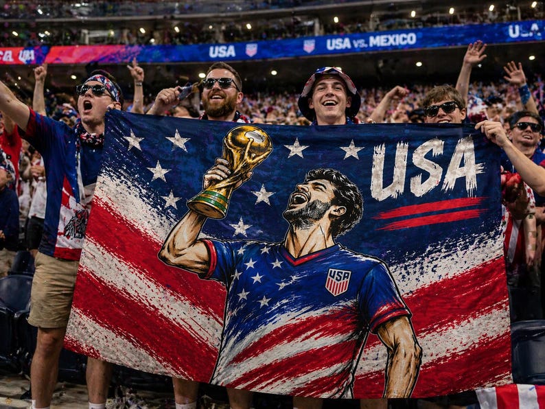 USA 2026 FIFA World Cup Flag Banner | Soccer Fan Gift | Stadium Cheer Banner | USMNT Supporter Wall Decor image 1