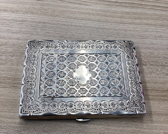 Superb Antique Victorian Art Nouveau Vintage Sterling Silver Aide Memoir Card Case.