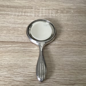 Antique Art Deco Vintage Small Silver Plated Hand Mirror